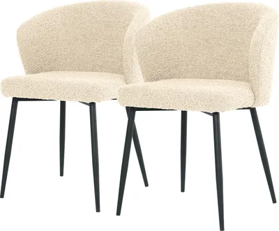 Produktbild von home24 Polsterstuhl - 2er-Set - Bouclé / Eisen