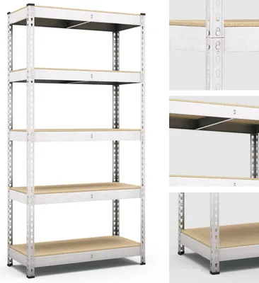 Produktbild von Steckregal Werkstattregal 2058x1000x600 mm, 5 Ebenen, Farbe verzinkt, Traglast gesamt 1000 kg, Kellerregal Schwerlastregal Metallregal Lagerregal