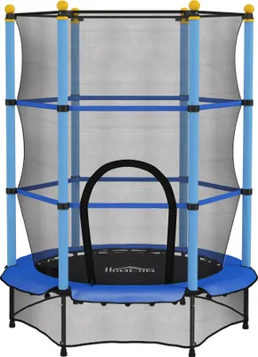 Produktbild von Kinder Trampolin mit Sicherheitsnetz, Ø140 cm, Indoor & Outdoor, Stahl-Kunststoff, 50 kg belastbar, Blau