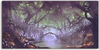 Produktbild von Coloray Spritzschutz aus Glas 140x70  Wandkunst Küchenrückwand Fantasie Wald verzauberte Landschafts