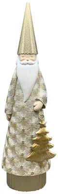 Produktbild von Elegante Weihnachtsmann-Figur mit Baum in Gold, in 31 cm