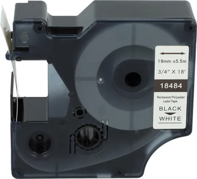 Produktbild von vhbw Schriftband-Kassette Ersatz für Dymo 18484 für Etiketten-Drucker 5,5m x 19mm Schwarz auf Weiß, Polyester