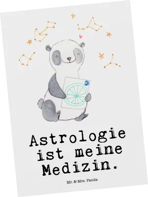 Produktbild von Mr. & Mrs. Panda Postkarte Panda Astrologie - Weiß - Geschenk, Grußkarte, Postkarten, Motivkarte, Sternbilder, Horoskop, Ansichtskarte, Ansichtskarten