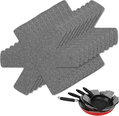 Productafbeelding van Panbeschermers - Pannenonderleggers Beschermers - Pannen Beschermen - Krasvrije Stapelbescherming - 10 stuks 26 cm - Grijs