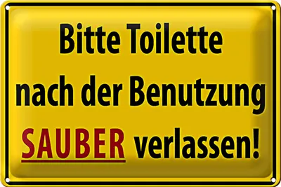 Produktbild von Blechschild WC 30x20cm Toilette nach Benutzung sauber