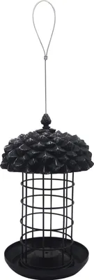 Produktbild von Dehner Natura Premium Futtersäule Louise, Meisenknödelsäule für 12 Meisenknödel, Futterstation für Wildvögel wetterfest / hängend, ca. 30 x 18 x 18 cm, Metall, dunkelgrau