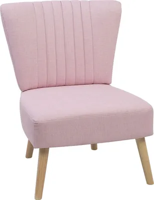 Produktbild von Beliani Sessel, Rosa, Samtstoff, Gummibaumholz, ohne Armlehnen, Retro Stil, vertikale Steppung, frei im Raum stellbar, Wohnzimmer, 61 cm B x 60 cm T x 85 cm H