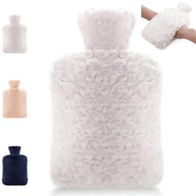 Produktbild von Wärmflasche Bettflasche Handwärmer - 2 Liter - Plüschbezug - Aprikose