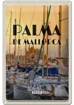 Produktbild von Blechschild Reise 20x30cm Palma de Mallorca Yachten Meer