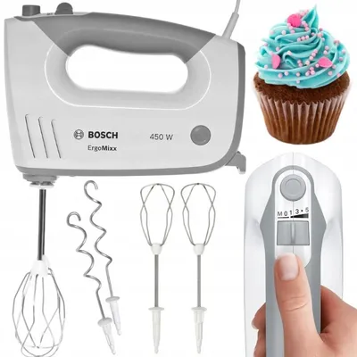Produktbild von Leistungsstarker Handmixer Bosch 450W Ergomix Turbo-5 Leistungsstufen, 2 Aufsätze