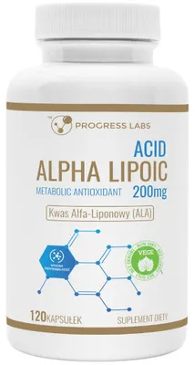 Zdjęcie produktu dla PROGRESS LABS KWAS ALFA LIPONOWY ALA WĄTROBA 200 mg 120 kaps UKŁAD KRĄŻENIA