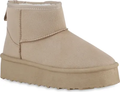 Produktbild von VAN HILL Damen Warm Gefütterte Winter Boots Profil-Sohle Plateau-Schuhe 840765, Farbe: Beige, Größe: 40
