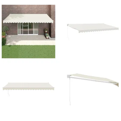 Produktbild von vidaXL Markise Einziehbar Creme 5x3 m Stoff und Aluminium - Einziehbare Markise - Markise - Markisen - Gelenkarmmarkise