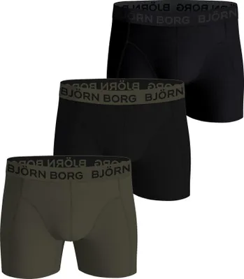 Produktbild von BJÖRN BORG Herren Boxershorts, 3er Pack - Baumwolle Stretch Trunks, Big Logo, Unterhose, Baumwolle Schwarz/Grün XL