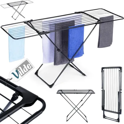 Produktbild von Vilde Wäscheständer Standtrockner Wäschetrockner aus Metall ausziehbar schwarz XXL 108-182 cm