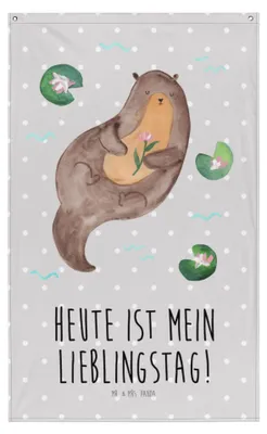 Produktbild von Mr. & Mrs. Panda Wandteppich Otter Seerose - Grau Pastell - Geschenk, Gobelin, Wandbehang, Fluss, Tapestry, Lieblingstag, Seeotter, Hängedeko, Wasser, Wandbild