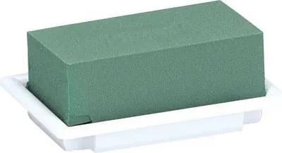 Produktbild von OASIS® Nass Steckschwamm Rechteckig Ailyn für Gestecke, in Papercompound Schale, weiß-grün, 13x9x5cm - Nasssteckschaum