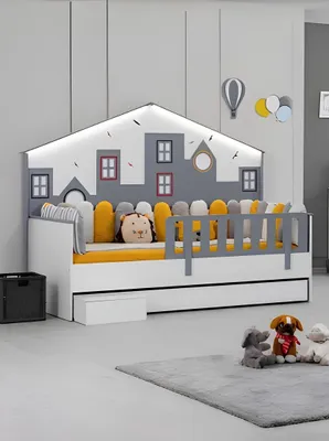 Produktbild von Bettrahmen Kinderbett Bett Kinderzimmer Kinderzimmermöbel Helles Holz
