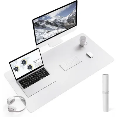 Obrázok produktu pre Podložka pod myš na písací stôl, kombinácia kože a zamszu, biela, 90x43 cm