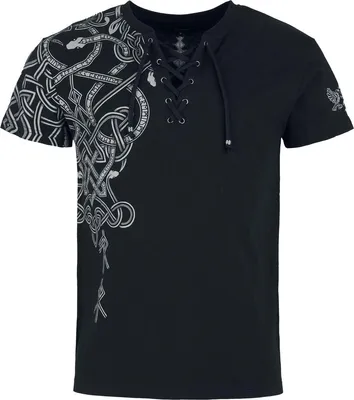 Produktbild von Black Premium by EMP Herren schwarzes T-Shirt mit Schnürung S