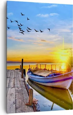 Produktbild von Bild auf Leinwand - Leinwandbild - Einteilig - See Boot Wasser - 80x120cm - Wand Bild - Wanddeko - Wandbilder - Leinwanddruck - Kunstdruck - Wanddekoration - Leinwand bilder - Wandbild - PA80x120-3983