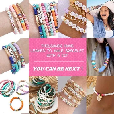 Productafbeelding van Heishi-kneedkorrels set, 6000 stuks – Knutselset voor vriendschapsarmbanden – Geschikt voor armbanden, kettingen en oorbellen