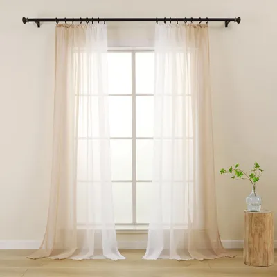 Productafbeelding van Gordijnen met vouwband, transparant, 140 x 175 cm, set van 2, voor de woonkamer
