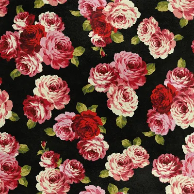 Image de Royal Velvet Tissu Polyester A coudre - Motif Roses sur noir 2