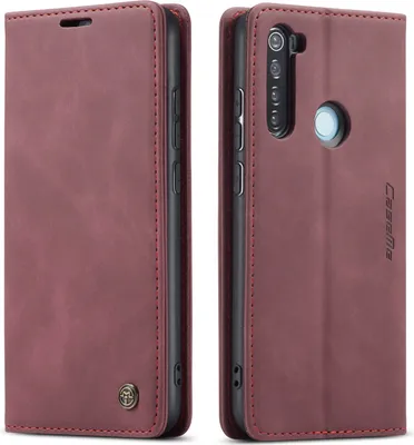 Image de Etui Redmi Note 8, étui rétro en cuir PU, pochettes pour cartes, fermeture magnétique, étui avec fonction stand pour Xiaomi Redmi Note 8 Rouge