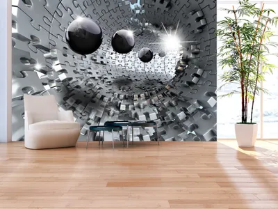 Produktbild von Vlies Fototapete 3d Effekt 350x256 cm Tapeten Wandtapete XXL Puzzle Abstrakt Kugel Tunnel a-A-0190-a-c