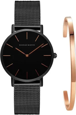 Produktbild von Damen Uhren Analog Quarz Edelstahl Wasserdicht Mesh Ultradünne Set mit Armreif
