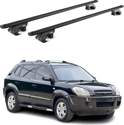 Image de Barres de toit transversales pour Hyundai Tucson JM 2004-2009 Alu Noir 2x ABE