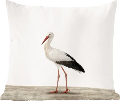 Produktbild von MuchoWow® Zierkissen Sofakissen Wohnzimmer Dekokissen 50x50 cm Storch - Vogel - Tiere - Jungen - Kinder - Mädchen - Komfort - Sofakissen