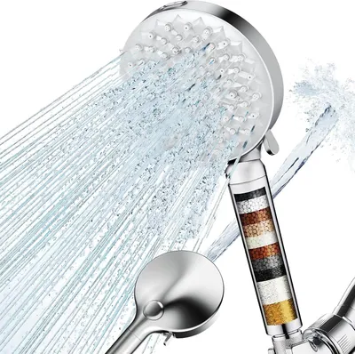 Immagine prodotto di Doccia con 7 diverse tipologie di getto, colore argento, sistema di risparmio idrico, filtro, per bagno
