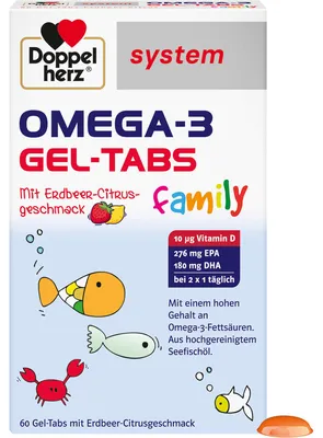 Zdjęcie produktu dla Double Heart Omega-3 Gel-Tabs family Erdb.-Ci system, 60 tabletek do żucia