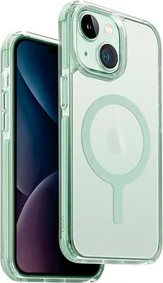 Imagen del producto de Funda Uniq Combat Magclick para carga inalámbrica de iPhone 15 Plus / 14 Plus - Color verde menta