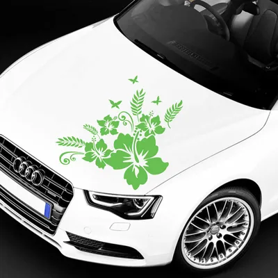 Produktbild von Aufkleber - Autoaufkleber "Hibiskus Ranke Jessi" 40cm x 40cmlindgrün - Tuning Carystyling Heckscheibe Auto