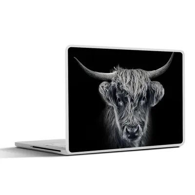 Produktbild von MuchoWow® Laptop Aufkleber Sticker Cover Schottischer Highlander - Schwarz - Kuh - Tiere 40x30 cm - Laptop Dekoration - Selbstklebend