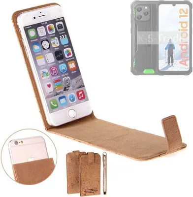 Produktbild von K-S-Trade Handyhülle kompatibel mit Blackview BV5300 Kork Hülle Flipstyle Case Schutzhülle Kork Case Hülle Flip cover Klapphülle Klapp, braun 1x