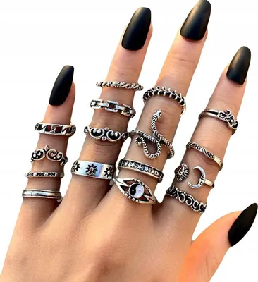 Immagine prodotto di Set Di Anelli D'argento Retro Punk Vintage 16 Pezzi Casual