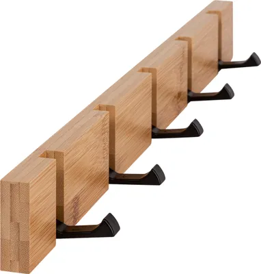 Produktbild von ONVAYA® Garderobenhaken | Bambus | Wandgarderobe in modernem Design | Garderobenleiste aus Bambus-Holz | Kleiderhaken ausklappbar | Hakenleiste | Garderobenleiste