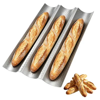 Immagine prodotto di Forma per baguette, forata, 38x25 cm, Acciaio al carbonio con rivestimento antiaderente