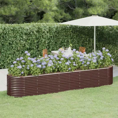 Produktbild von "Rabatt" Garten-Hochbeet/Pflanzgefäß/Pflanzkübel - Verzinkter Stahl 368x80x68 cm Braun - Beete CC8232
