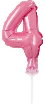 Produktbild von Kuchendeko Mini Folienballon rosa Zahl 4