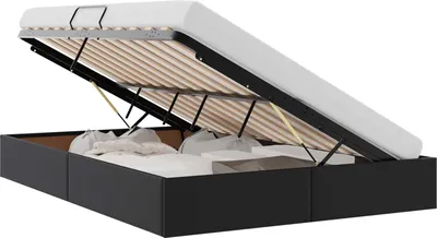 Image de vidaXL Coffret de lit Ottoman noir, 140 x 200 cm, similicuir
