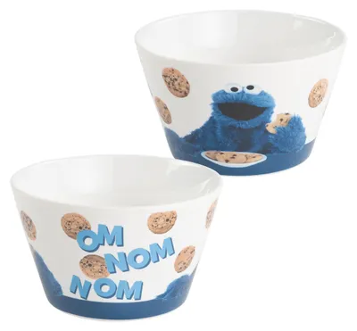 Produktbild von Sesamstraße Schüssel - Krümelmonster Om nom nom Cookie Müslischale Schale aus Porzellan 500 ml Weiß