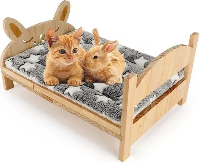 Produktbild von Famanu Haus für kleine Tiere - Holzbett für Kaninchen, Meerschweinchen, Hamster, Frettchen, Chinchillas