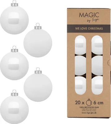 Produktbild von Weihnachtskugeln Glas 6cm 20 Stück - Pure White