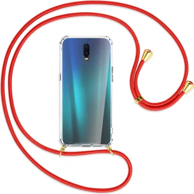 Produktbild von Handykette Backcover-Schutzhülle mit Band (Metall goldfarben) für Oppo R17 / RX17 - rot