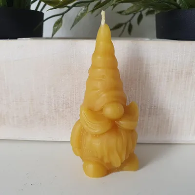 Produktbild von Bienenwachskerze Zwerg Kerze mit langem Schnurbart 8 cm